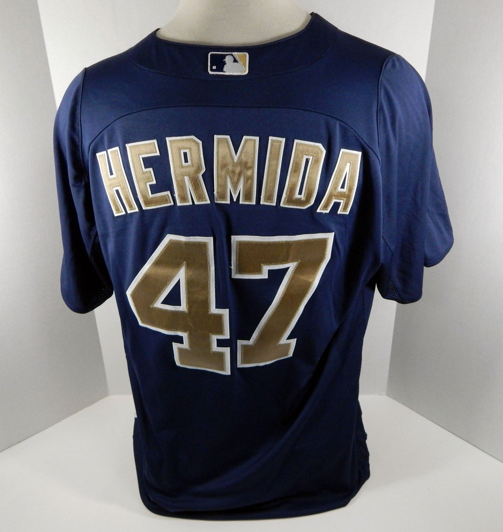 2012-13 San Diego Padres Jeremy Hermida #47 Game Used Navy Jersey BP ST