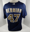 2012-13 San Diego Padres Jeremy Hermida #47 Game Used Navy Jersey BP ST