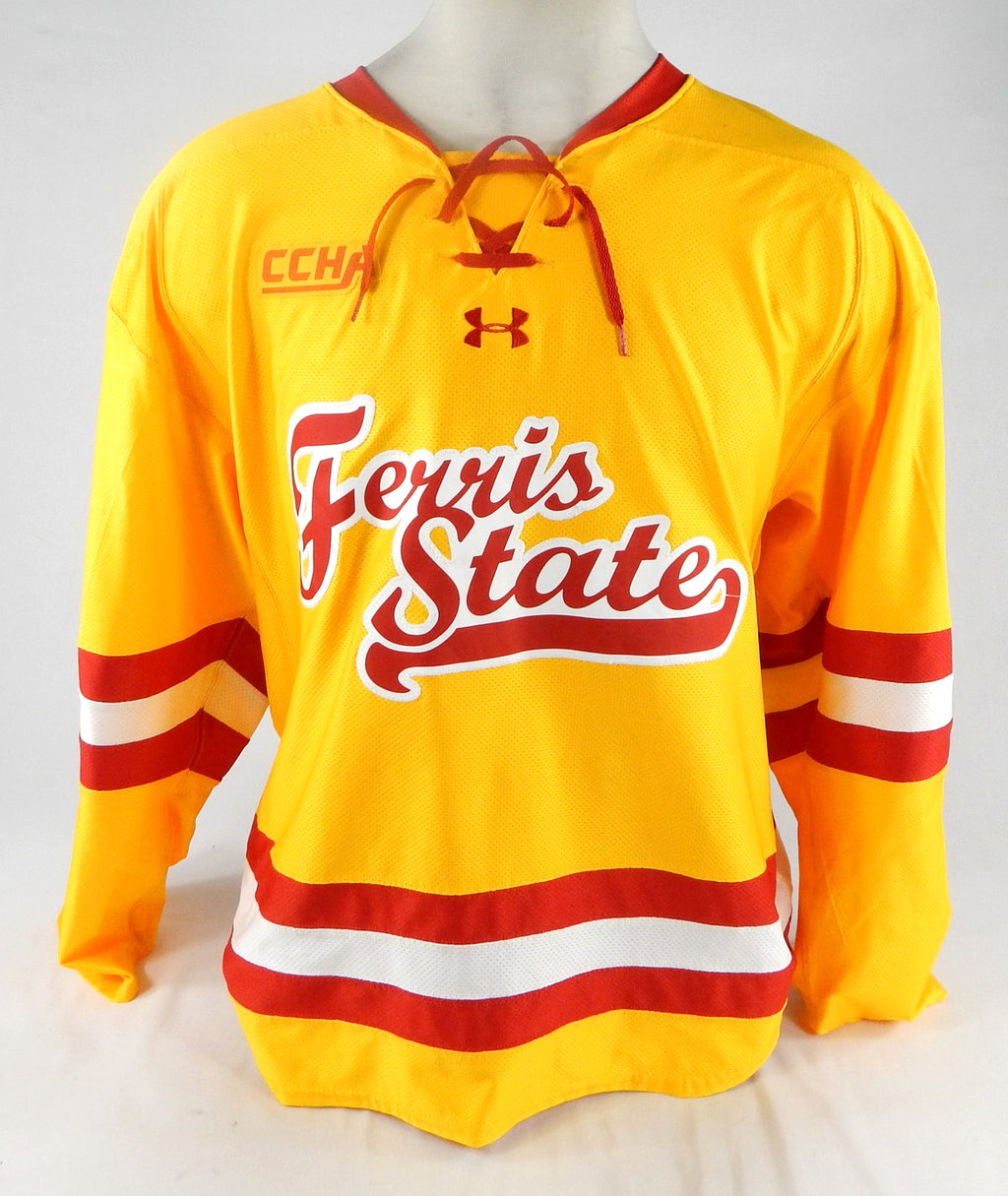 2020-21 Ferris State Bulldogs Ethan Stewart #29 Game Issued Yellow Jersey Hocky2