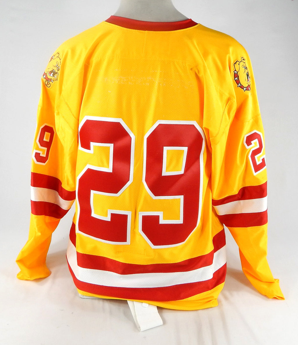 2020-21 Ferris State Bulldogs Ethan Stewart #29 Game Issued Yellow Jersey Hocky2 Pic2