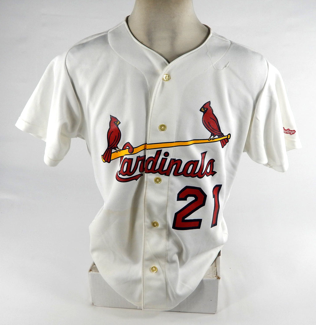 1990s St Petersburg Cardinals #21 Game Used White Jersey DP71570 Pic2