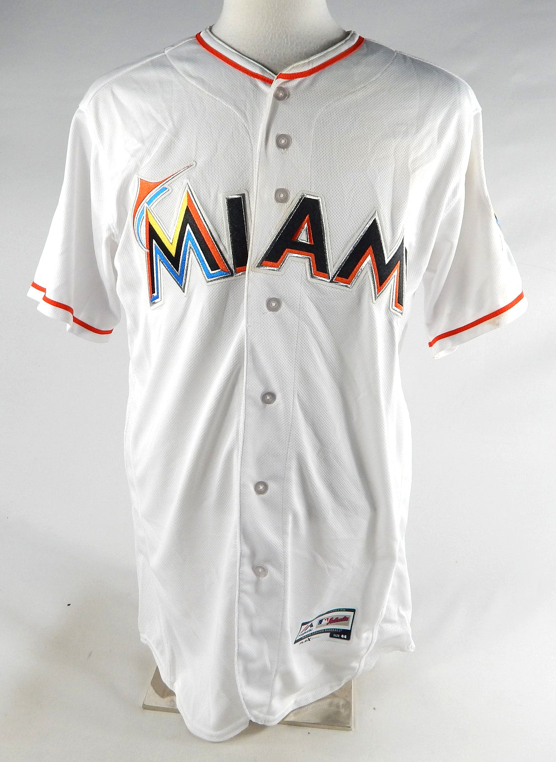 Miami Marlins Blank Game Issued White Jersey 44 877