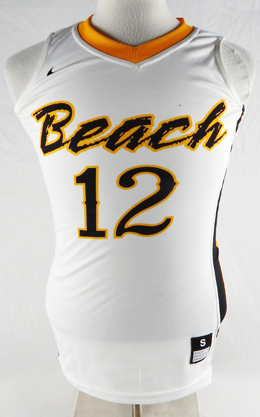 2016-17 Long Beach State 49ers #12 Game Issued P Use White Jersey Basketball S 8