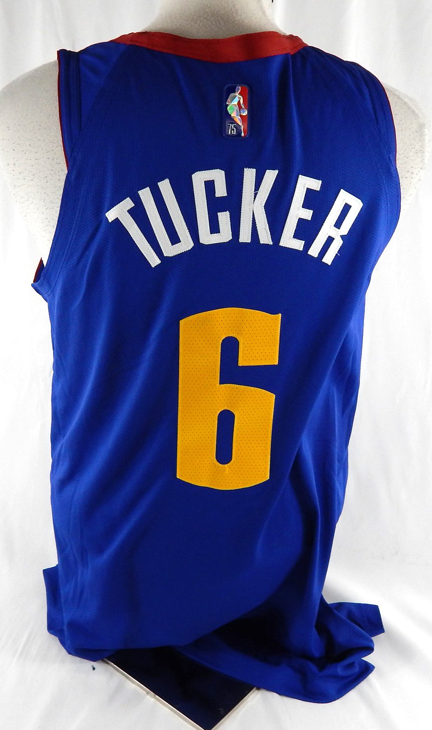 2021-22 Denver Nuggets Rayjon Tucker #6 Game Issued Navy Jersey Mile High 75th 8 Pic2