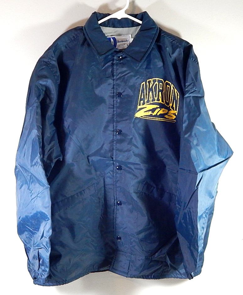 University of Akron Zips Team Issued Coaches Jacket Windbreaker Navy Blue L