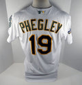2019 Oakland Athletics Josh Phegley #19 Game Used White Jersey 150 PS P 2 HR