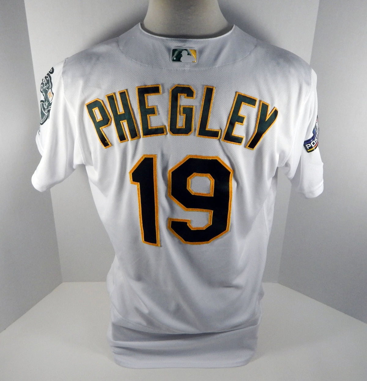2019 Oakland Athletics Josh Phegley #19 Game Used White Jersey 150 PS P 2 HR