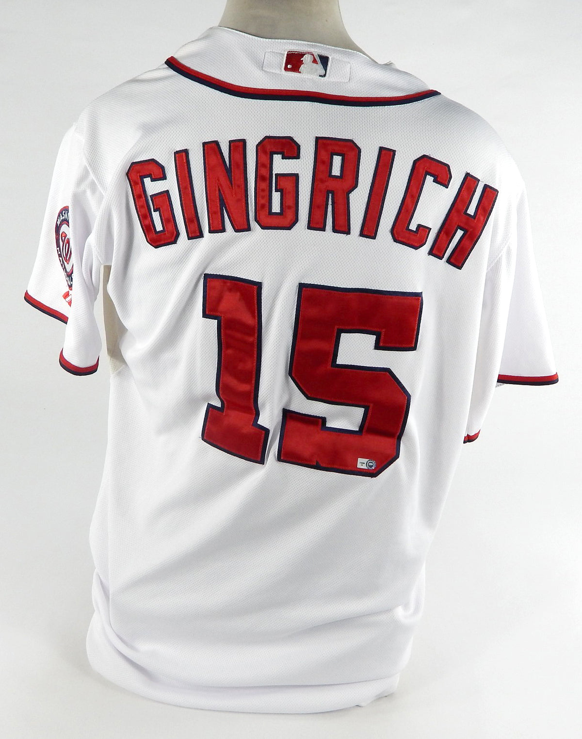 2012 Washington Nationals Troy Gingrich #15 Game Used White Jersey 48 486