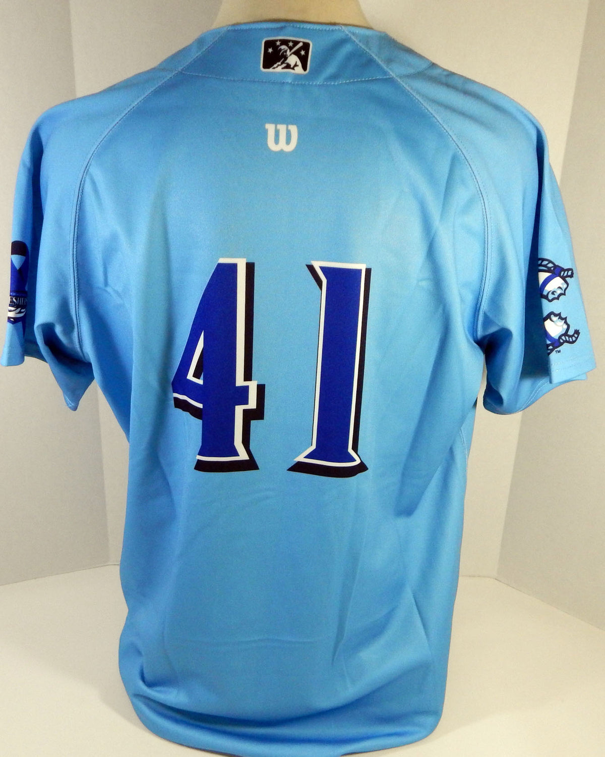 Clearwater Threshers #41 Game Issued Blue Jersey Prostate Cancer Night DP13380