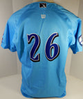 2014 Clearwater Threshers Anthony Hewitt #26 Game Used Blue Jersey Prostate Cancer Night 48 DP13383