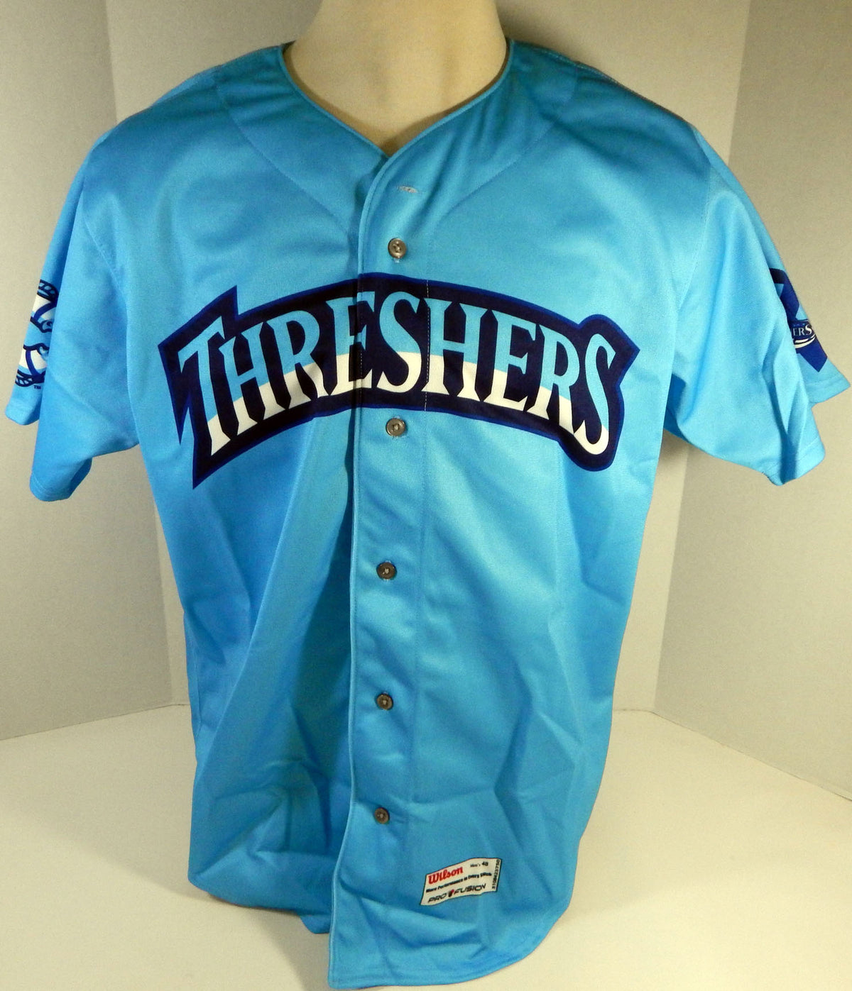 2014 Clearwater Threshers Anthony Hewitt #26 Game Used Blue Jersey Prostate Cancer Night 48 DP13383 Pic2