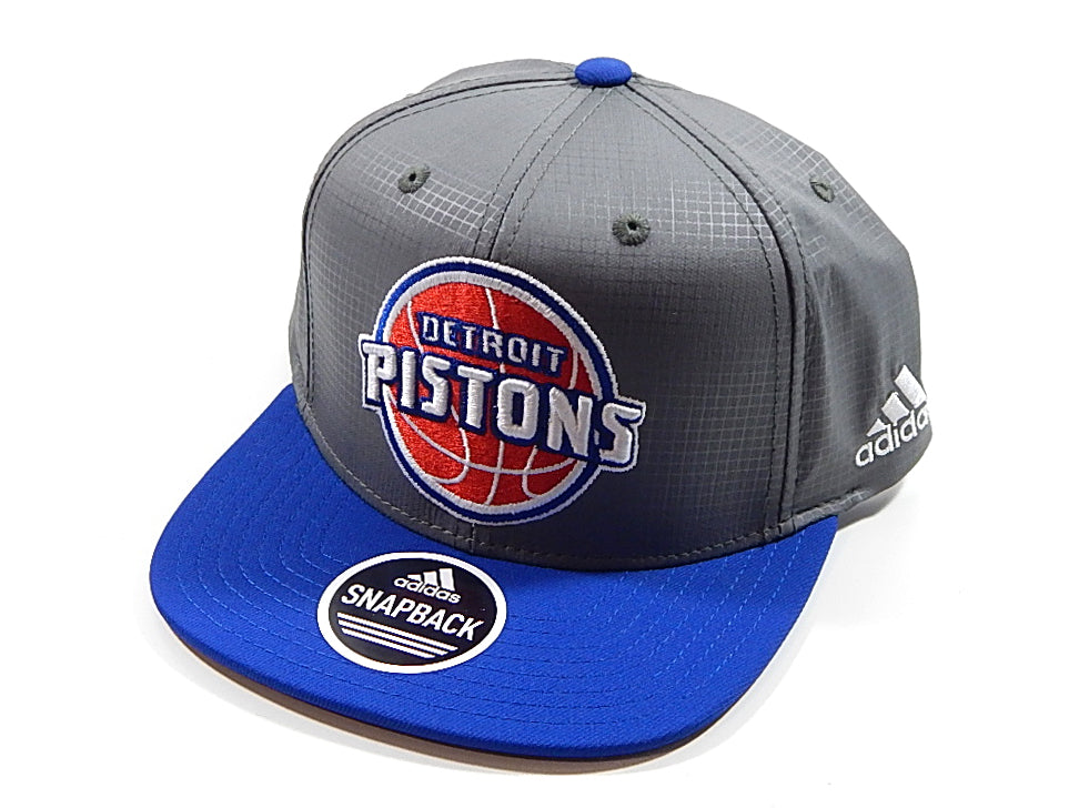 Detroit Pistons Logo Nylon Gray Blue Adidas Snapback Hat Cap New