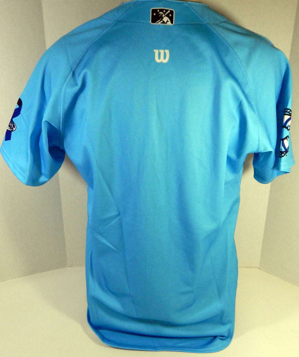 2012 Clearwater Threshers Blank Game Issued Blue Jersey Prostate Cancer 44 86 Pic2
