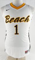 2012-13 Long Beach State 49ers #1 Game Issued Pos Used White Jersey Basketball 6