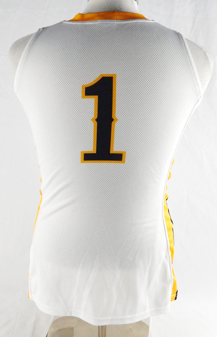2012-13 Long Beach State 49ers #1 Game Issued Pos Used White Jersey Basketball 6 Pic2