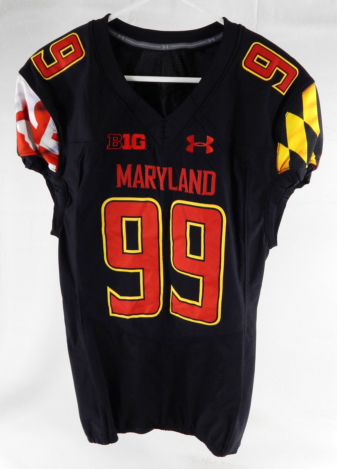 Maryland Terrapins Anthony Pecorella #99 Game Used Black Jersey Football 42 496