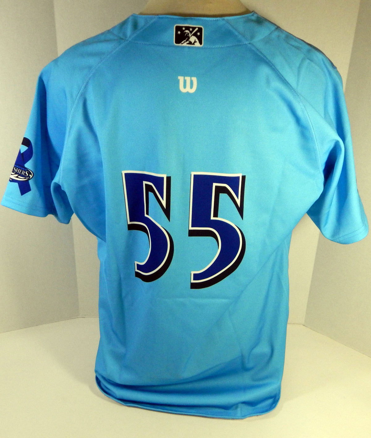 2012 Clearwater Threshers #55 Game Issued Blue Jersey Prostate Cancer 48 DP13388