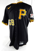 2024 Pittsburgh Pirates Gilberto Celestino #68 Game Issued P Used Black Jersey 3
