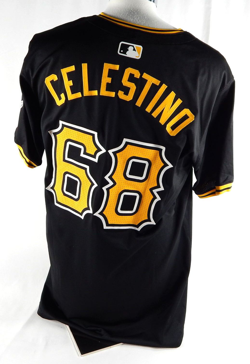 2024 Pittsburgh Pirates Gilberto Celestino #68 Game Issued P Used Black Jersey 3 Pic2