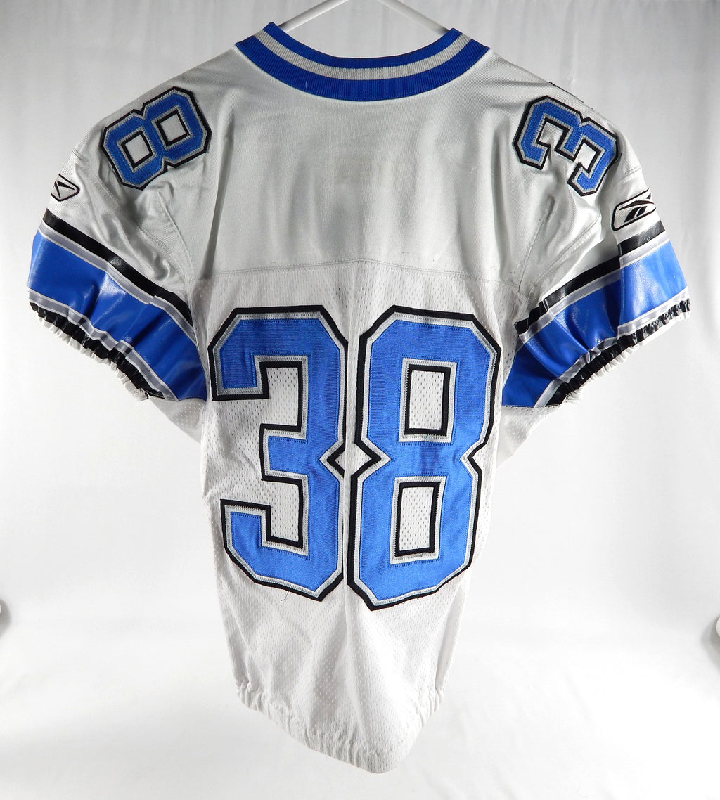 2004 Detroit Lions #38 Game Issued White Jersey Name Plate Removed 44 783 Pic2