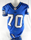 2007 Detroit Lions #70 Game Used Blue Jersey Name Plate Removed 48 788