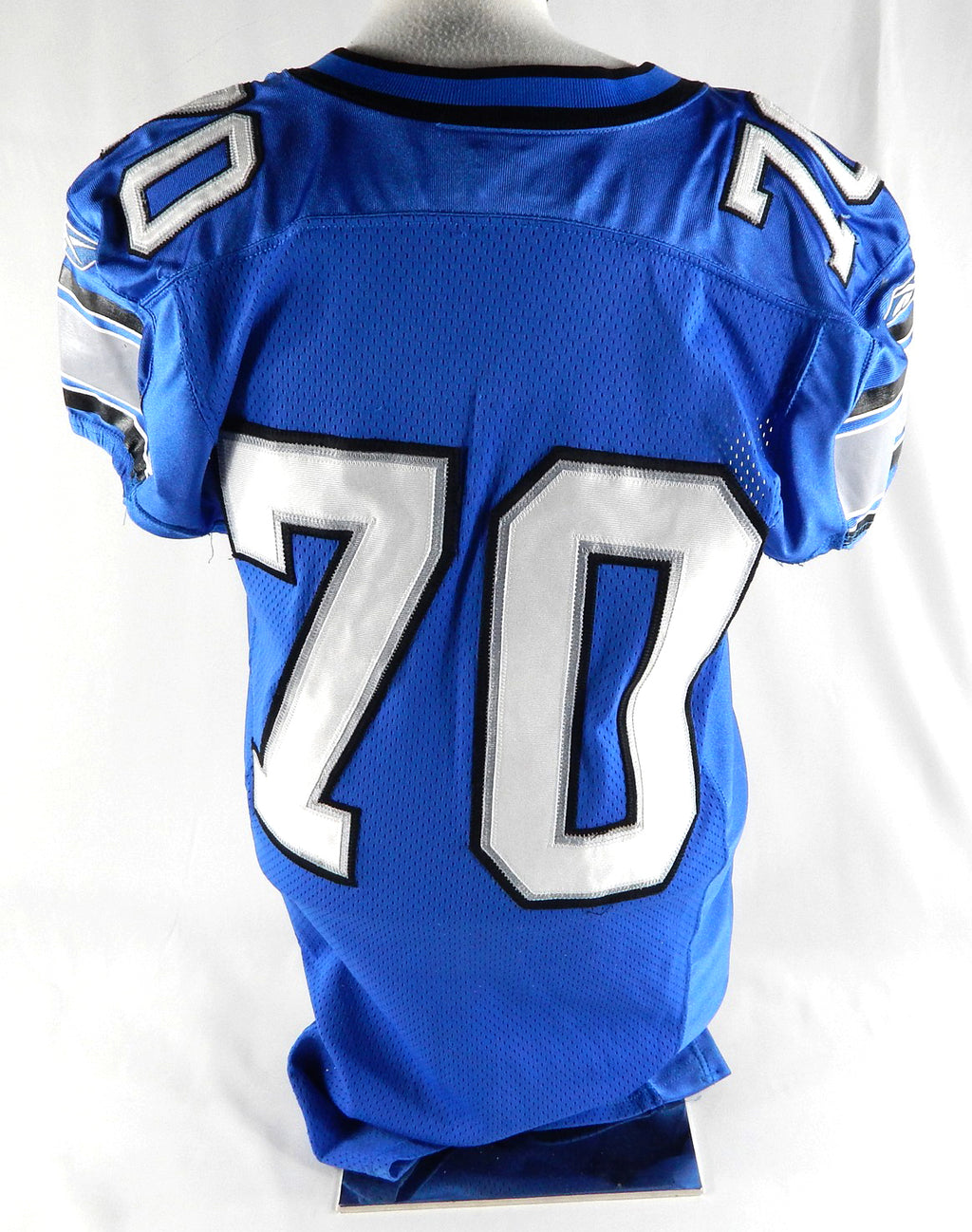 2007 Detroit Lions #70 Game Used Blue Jersey Name Plate Removed 48 788 Pic2