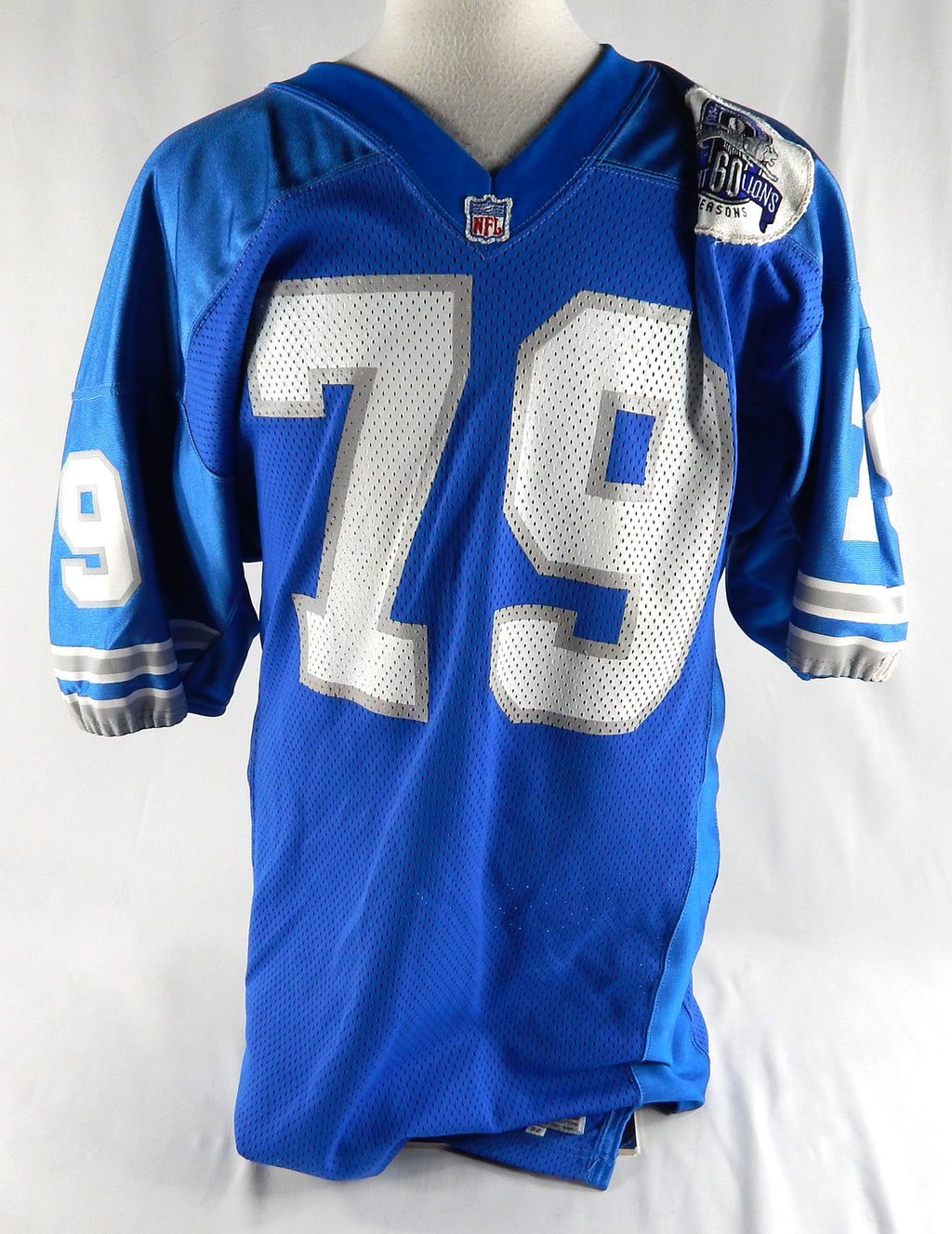 1993 Detroit Lions #79 Game Issued Blue Jersey 60 Seasons Patch NP R 52 791
