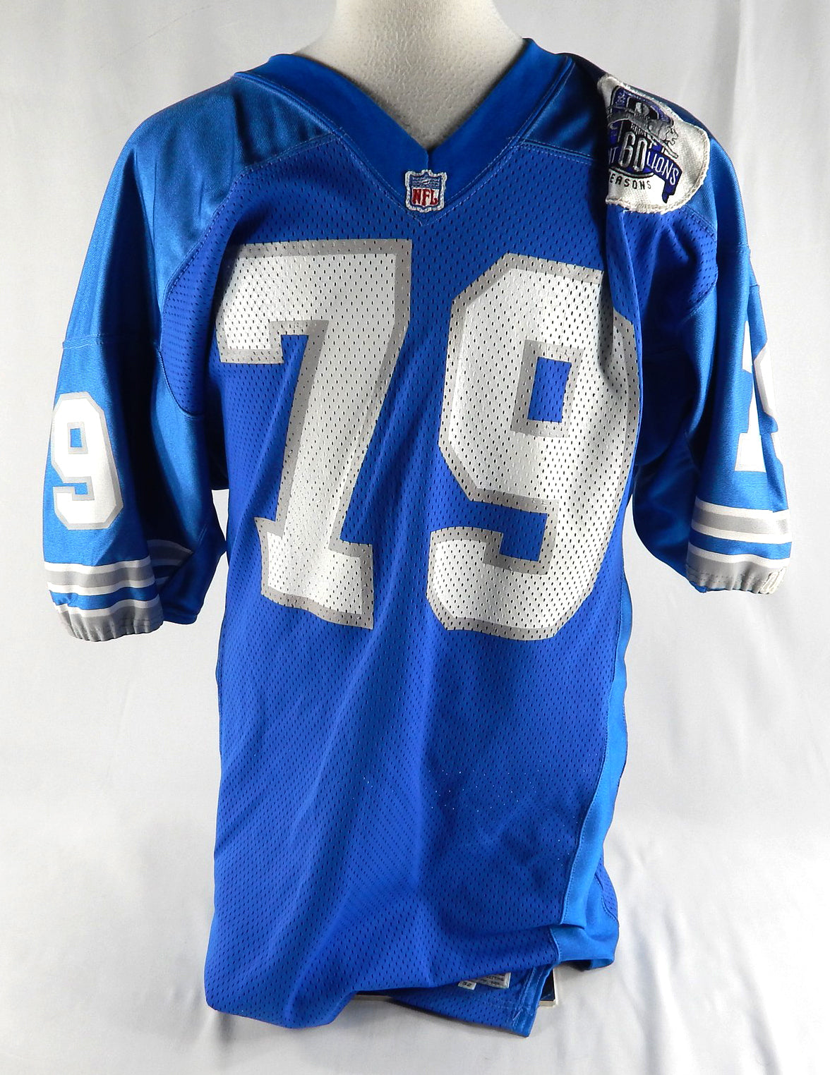 1993 Detroit Lions #79 Game Issued Blue Jersey 60 Seasons Patch NP R 52 791