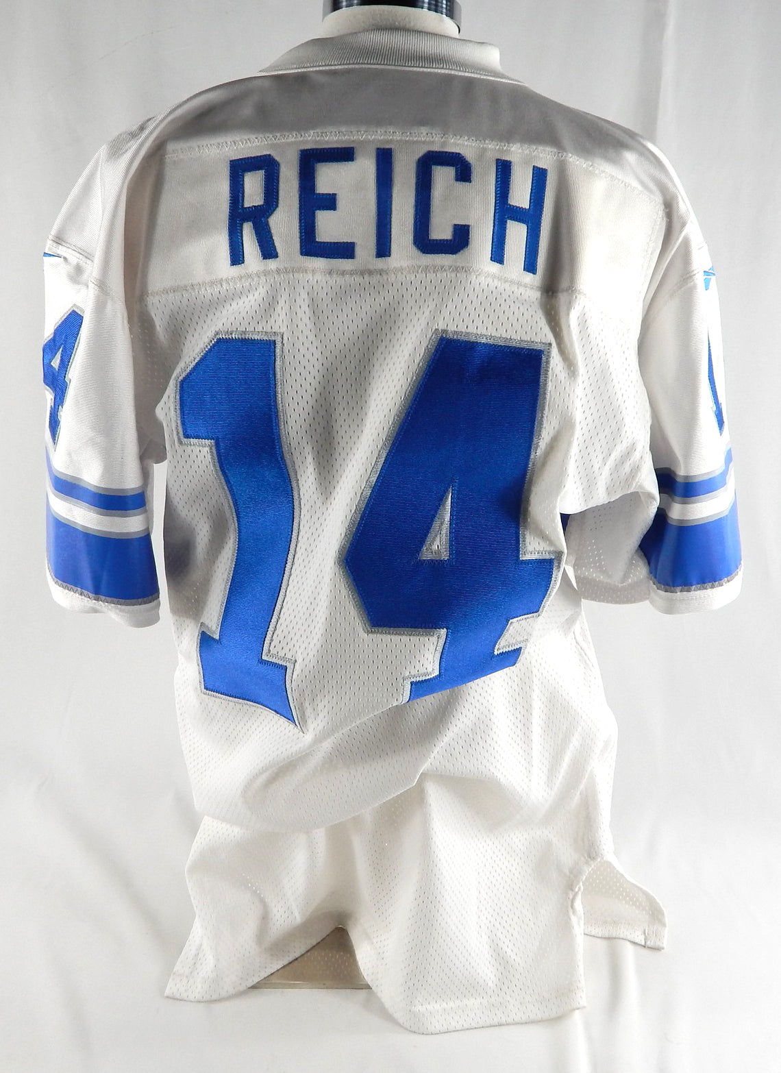 1998 Detroit Lions Frank Reich #14 Game Issued Pos Used White Jersey 46 792 Pic2