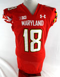 2021 Maryland Terrapins CJ Dippre #18 Game Issued Red Jersey Football 46 496