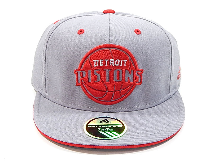 Detroit Pistons Adidas Flat Visor Flex Fit Practice Hat Cap Gray New L / XL Pic2