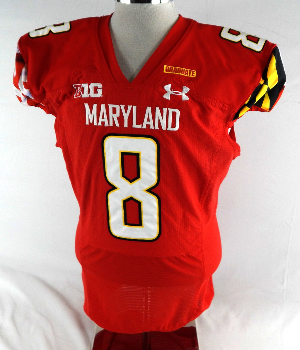 2021 Maryland Terrapins Cowan #8 Game Used Red Jersey Football Graduate P 46 8