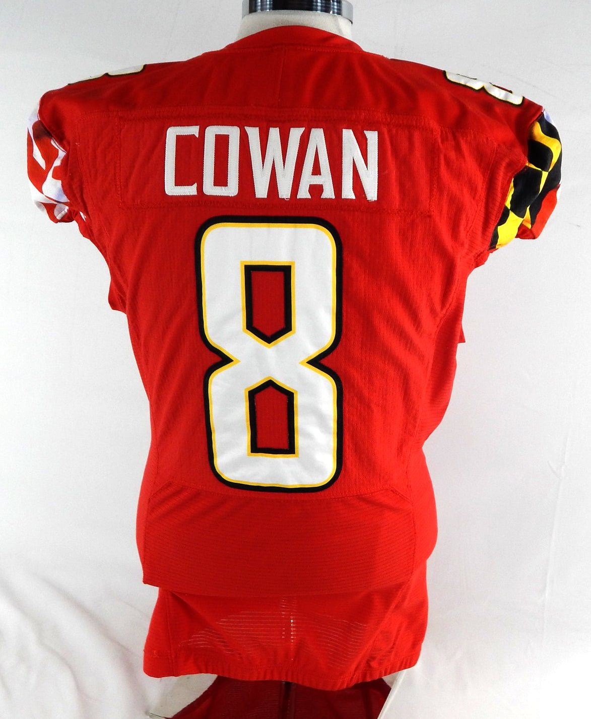 2021 Maryland Terrapins Cowan #8 Game Used Red Jersey Football Graduate P 46 8 Pic2