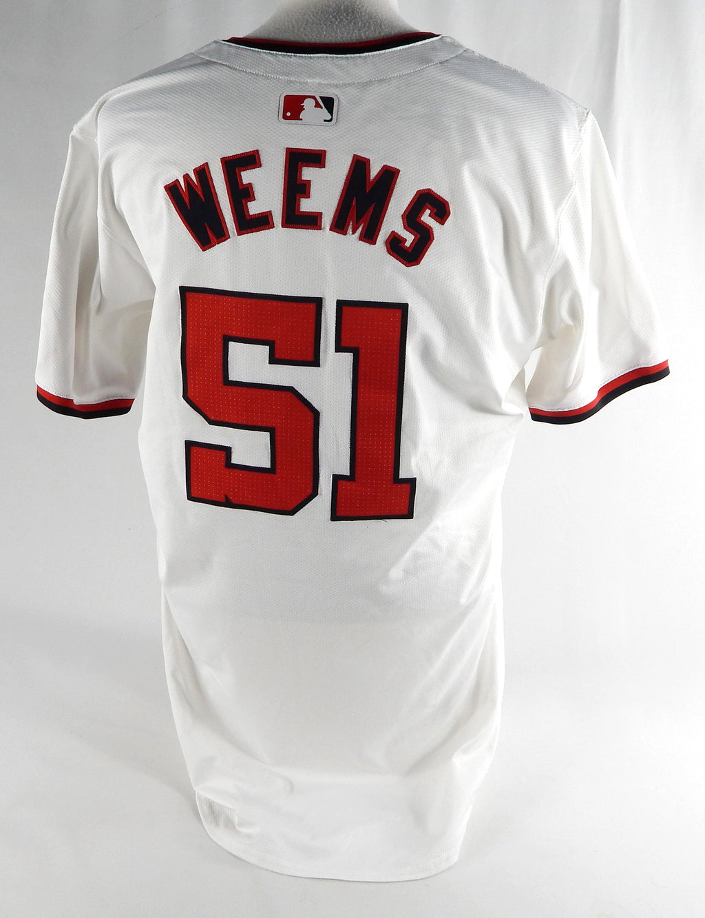 2024 Washington Nationals Jordan Weems #51 Game Issued P Used White Jersey 6 Pic2