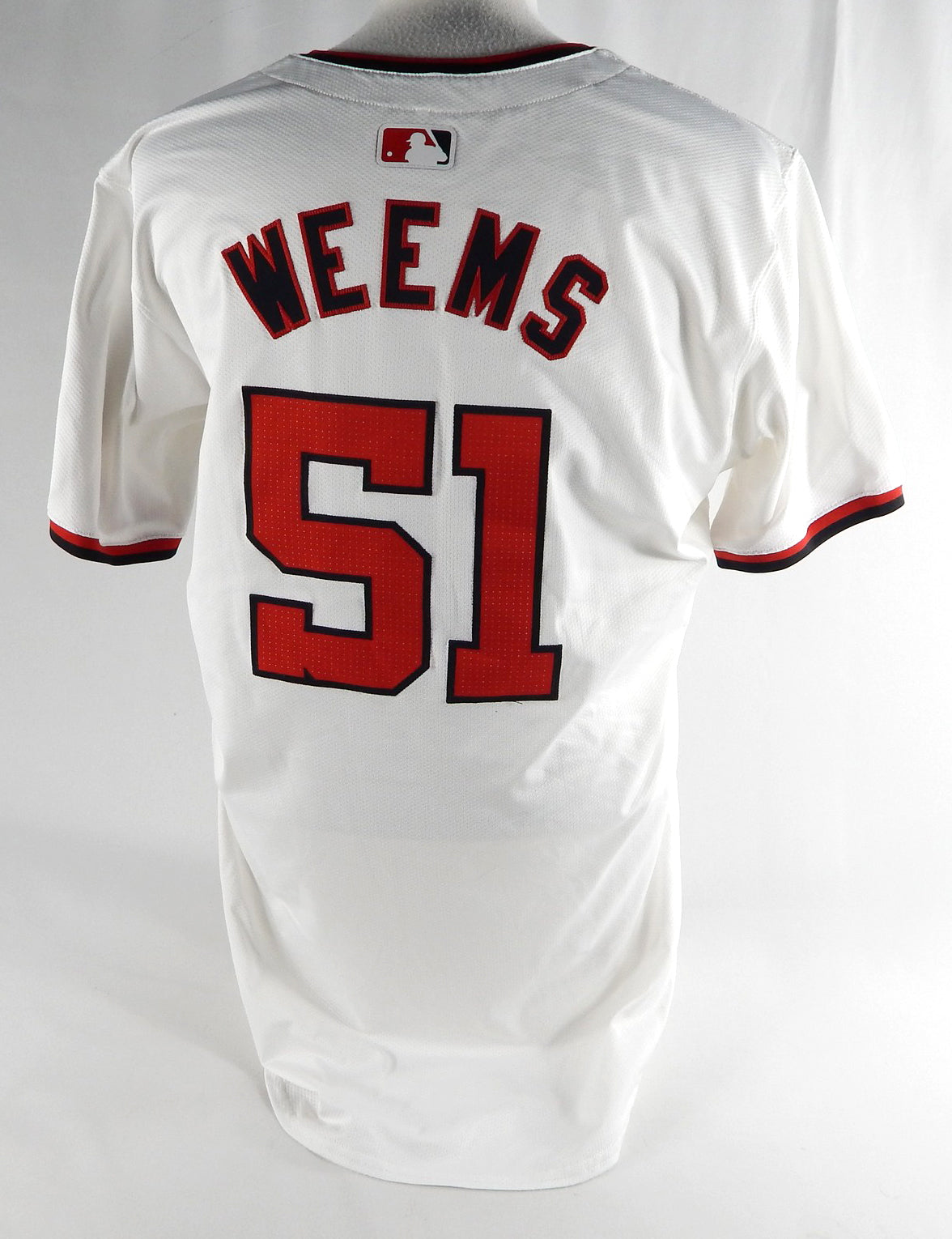 2024 Washington Nationals Jordan Weems #51 Game Issued P Used White Jersey 6 Pic2