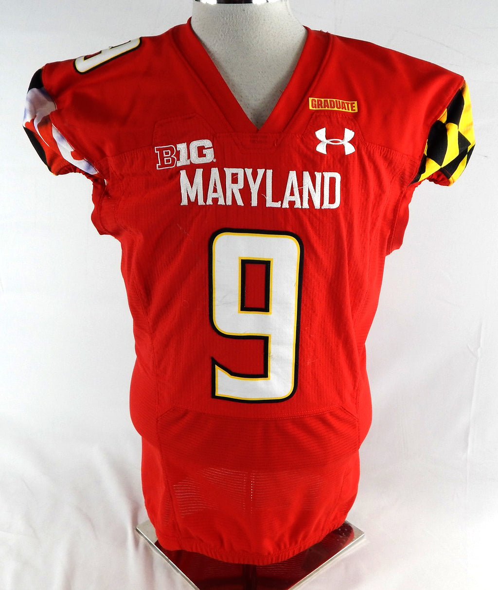 2021 Maryland Terrapins Chig Okonkwo #9 Game Used Red Jersey Football Grad P 9
