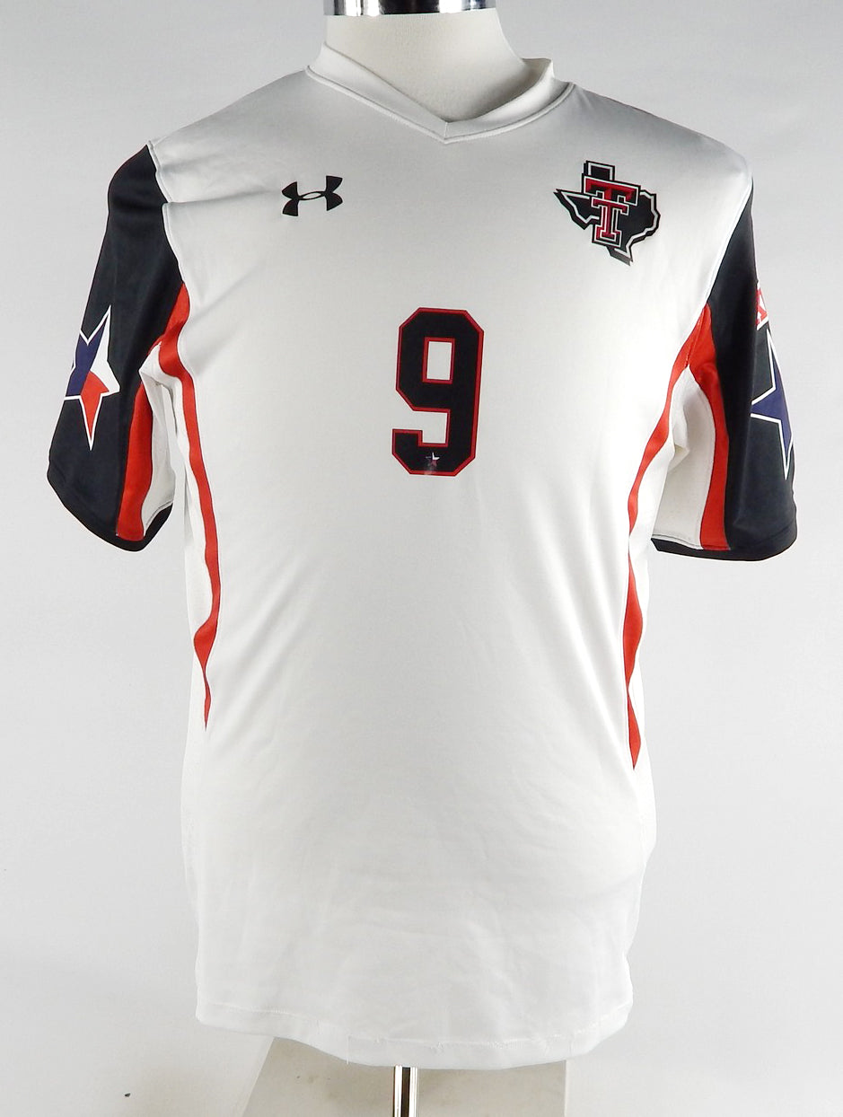 2015 Texas Tech Red Raiders #9 Game Used White Jersey Womens Soccer L 674