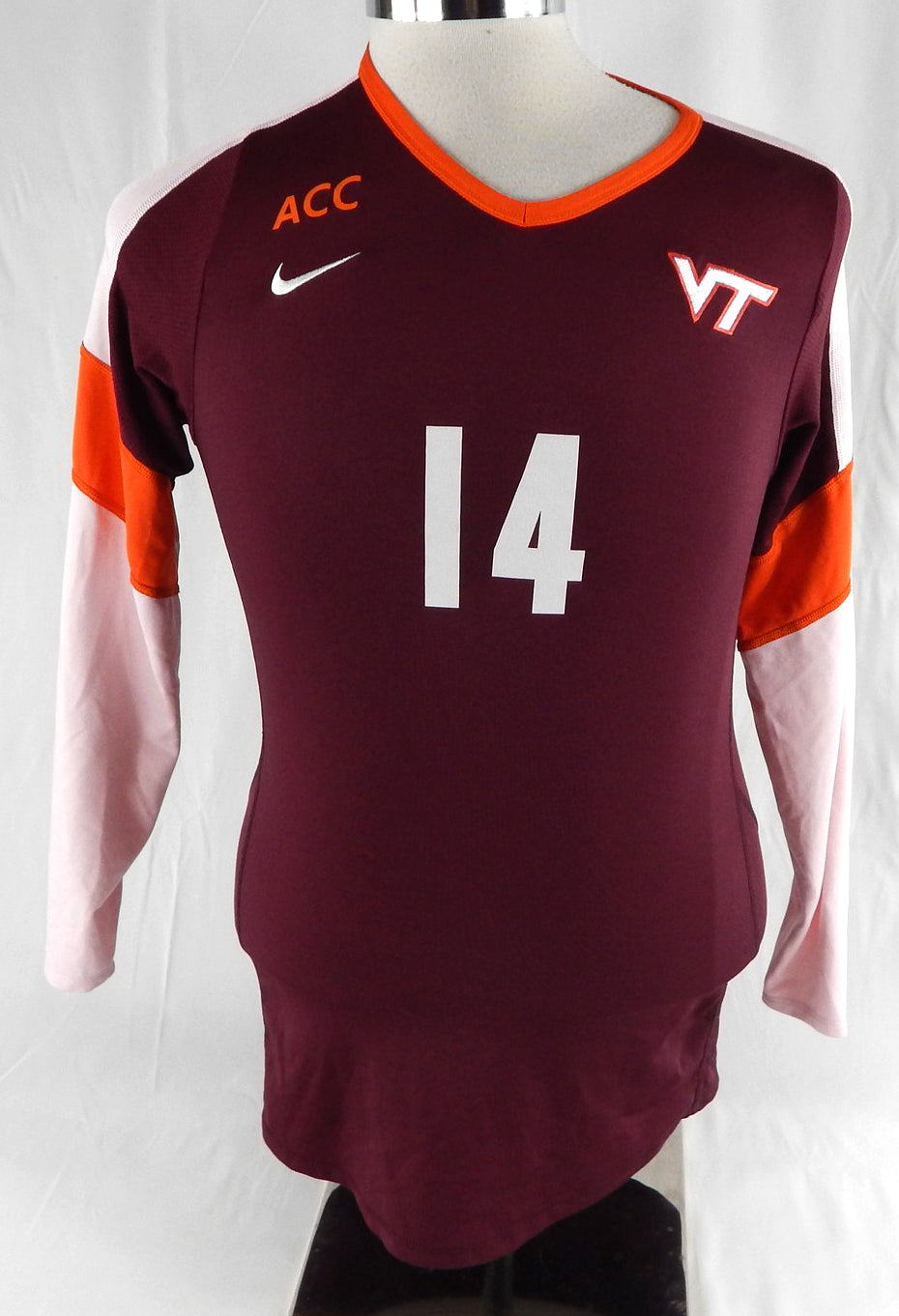 2000s Virginia Tech Hokies #14 Game Used Maroon Jersey Volleyball M 916