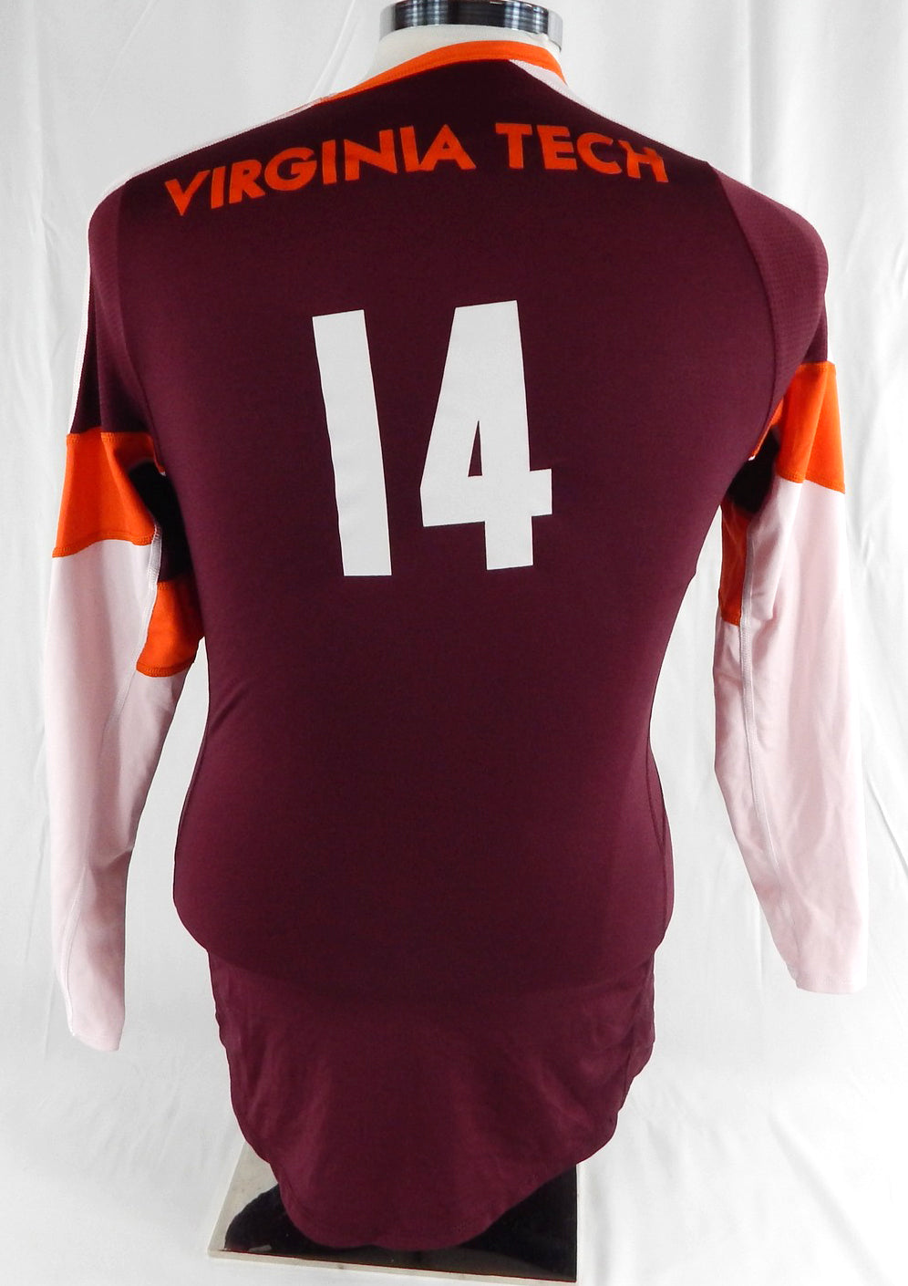 2000s Virginia Tech Hokies #14 Game Used Maroon Jersey Volleyball M 916 Pic2