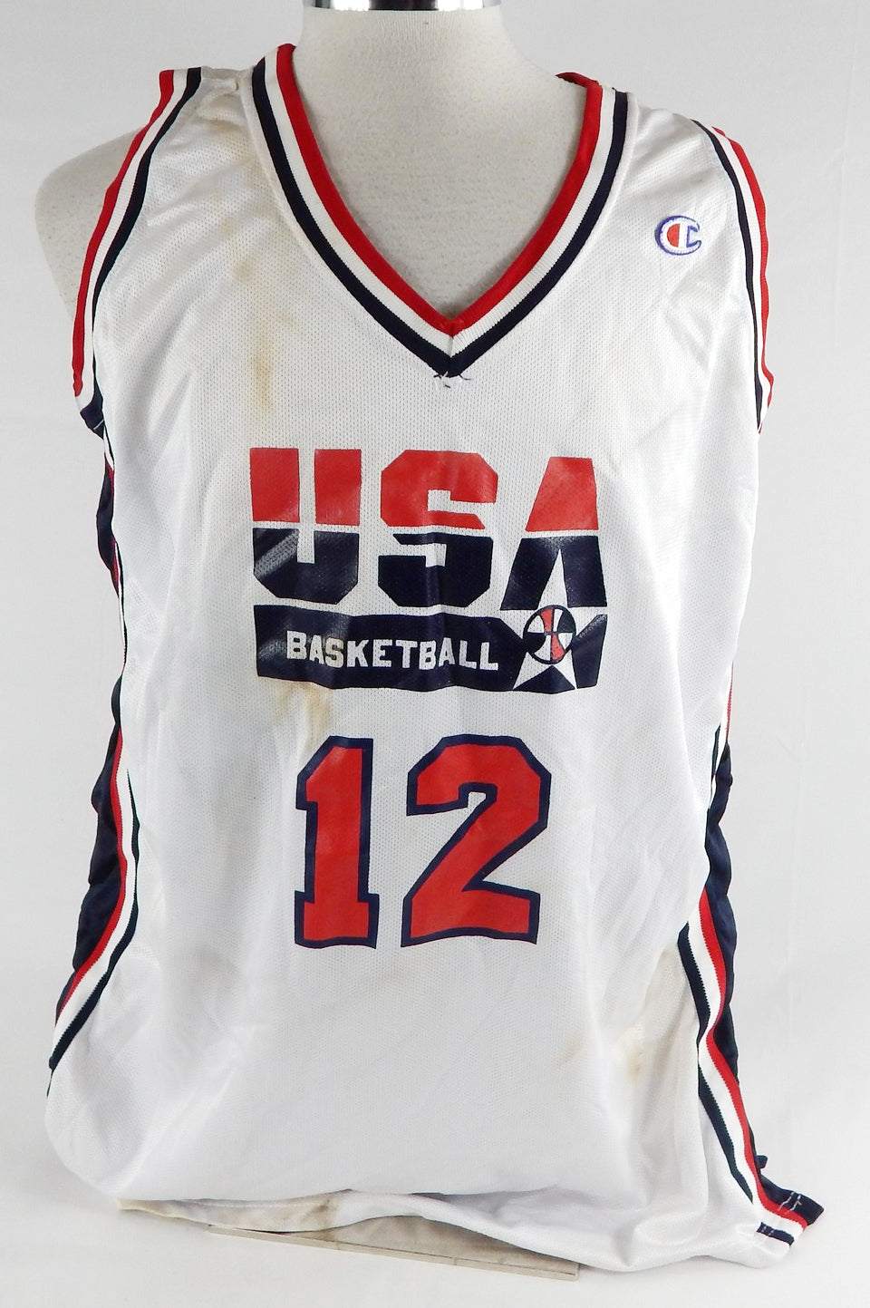 1992-93 Team USA Basketball #12 Game Issued White Jersey 806