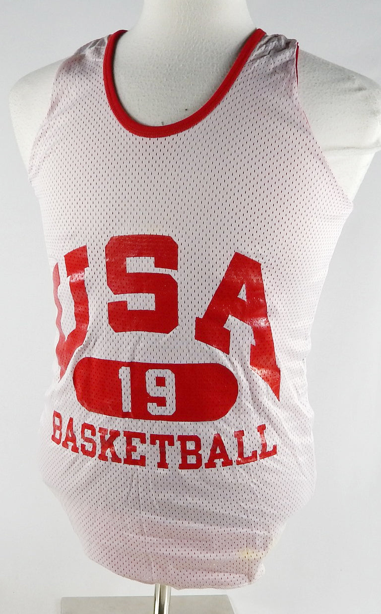 1990s Team USA Basketball #19 Game Issued White Practice Jersey S 917