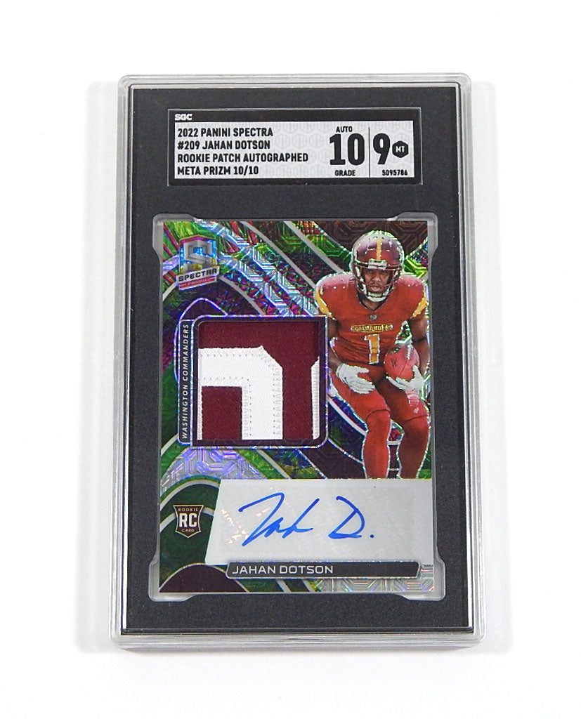 2022 Panini Spectra Rookie Patch Auto Meta Prizm Jahan Dotson RC 10/10 SGC 9