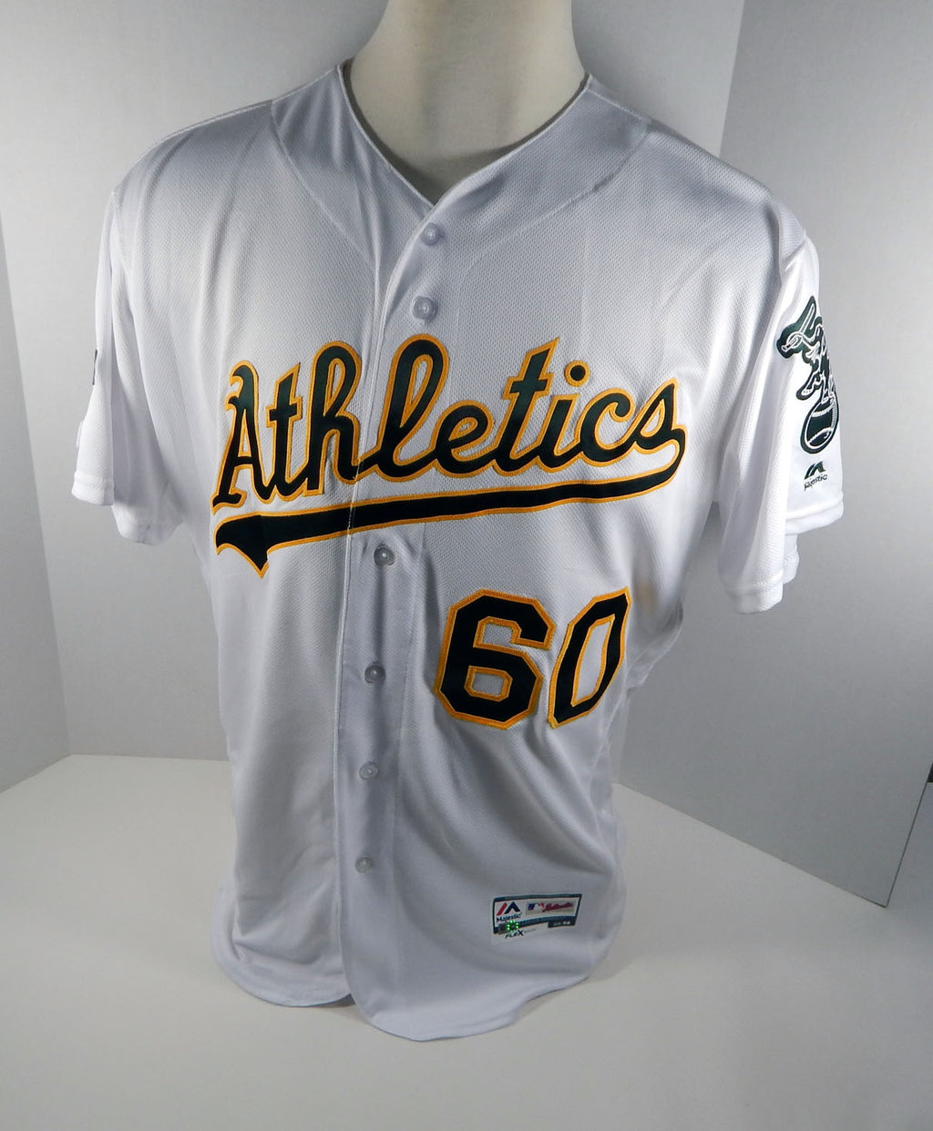 2019 Oakland A's Athletics Tanner Roark #60 Game Issued White Jersey 150 & PS P Pic2