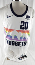 2018-19 Denver Nuggets Tyler Lydon #20 Game Issued White Jersey City Ed 50 4