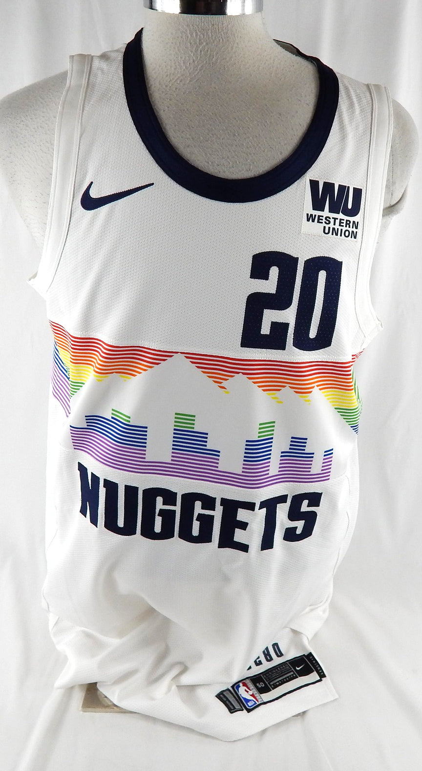 2018-19 Denver Nuggets Tyler Lydon #20 Game Issued White Jersey City Ed 50 4