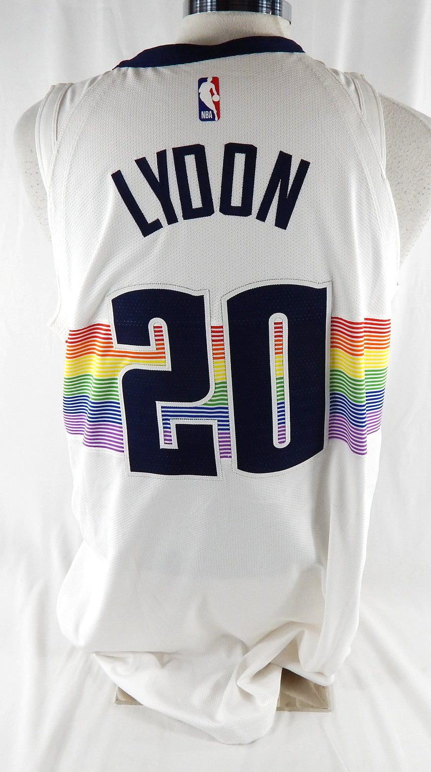 2018-19 Denver Nuggets Tyler Lydon #20 Game Issued White Jersey City Ed 50 4 Pic2