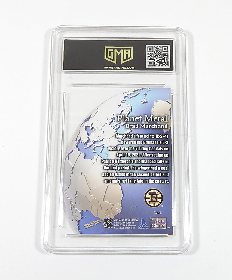 2021-22 Metal Universe Planet Metal Gold Brad Marchand #PM-18 GMA 9 Pic2