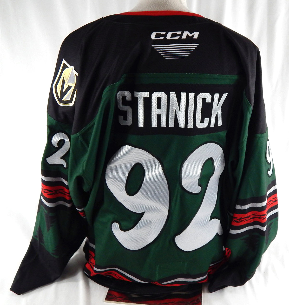 2025-26 Henderson Silver Knights Sloan Stanick #92 Game Used Green Jersey Lucky Pic2