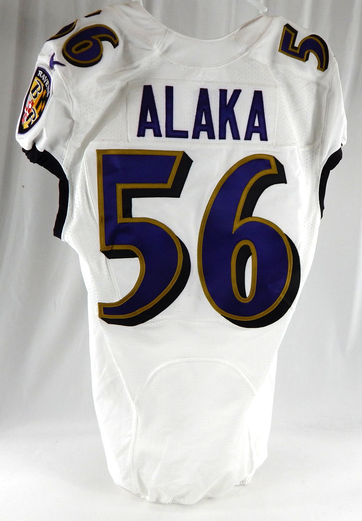 2018 Baltimore Ravens Otaro Alaka #56 Game Issued White Jersey 38 235 Pic2