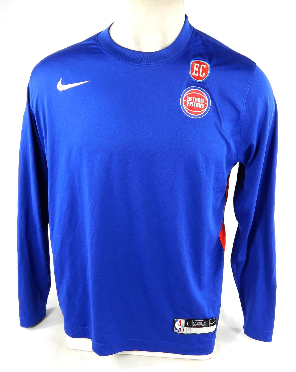 2023-24 Detroit Pistons #14 Game Used Blue Shooting Shirt Earl Cureton Patch L 4